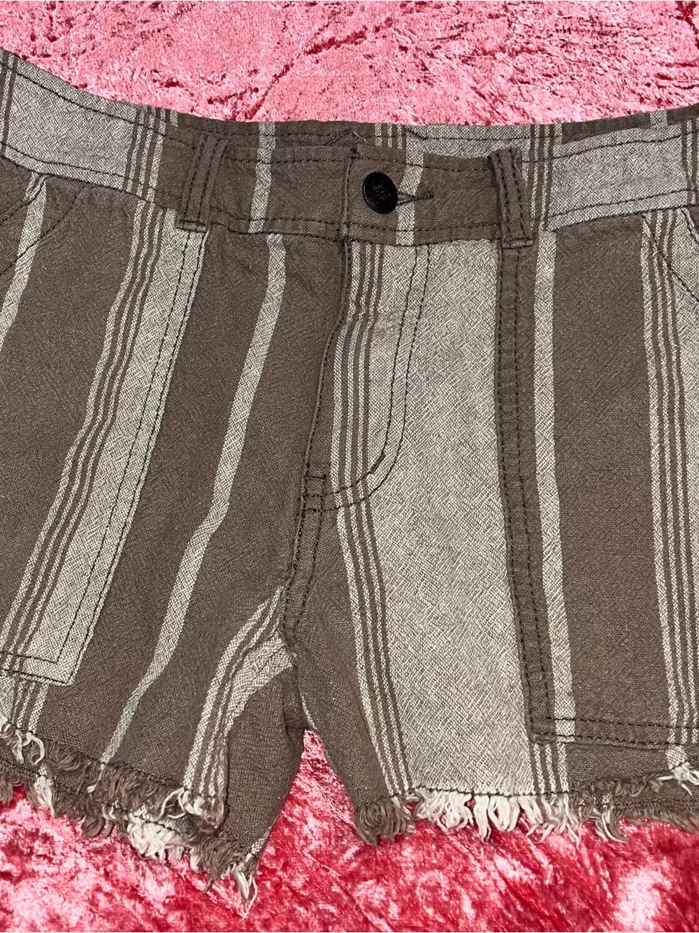 Free People Striped Frayed Boho Shorts Size 4